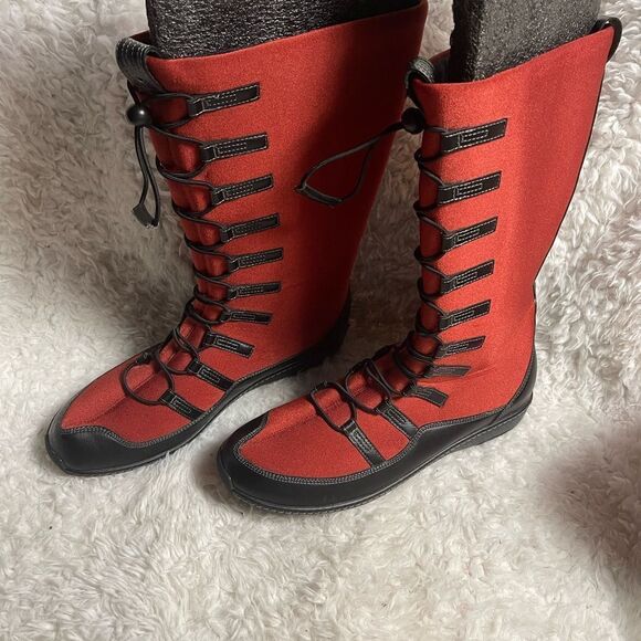 Aetrex Berries Women red Neoprene Bungee slip on boots water &slip resist SZ12M - Picture 2 of 10